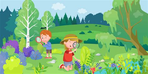 vaikai tyrinėja gamtinę aplinką
