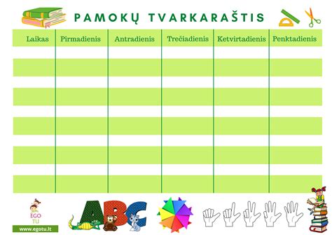 mokyklos tvarkaraščio ir kalendoriaus iliustracija