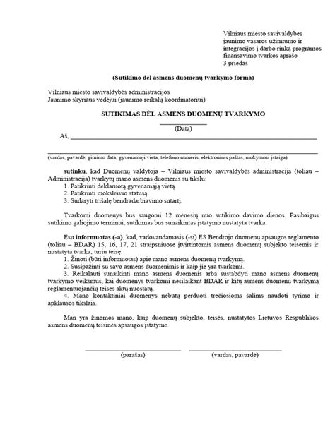 Asmens duomenų prašymo forma
