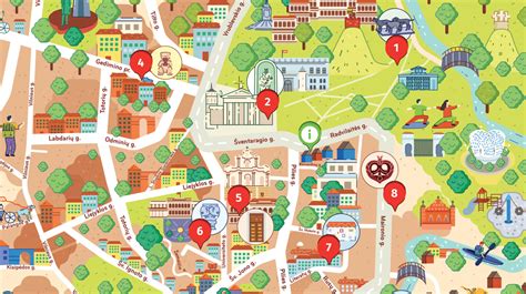 Žemėlapis su Vilniaus vaikų darželių lokacijomis