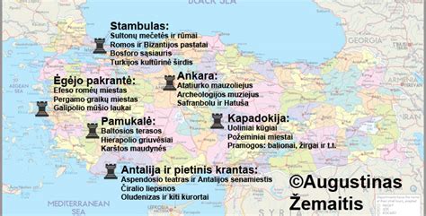 Žemėlapis su populiariausiais Turkijos kurortais šeimoms