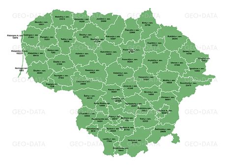 Lietuvos žemėlapis su savivaldybių kontaktais