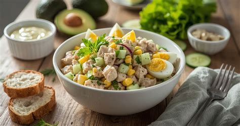 tuno salotų paruošimo eiga su ingredientais