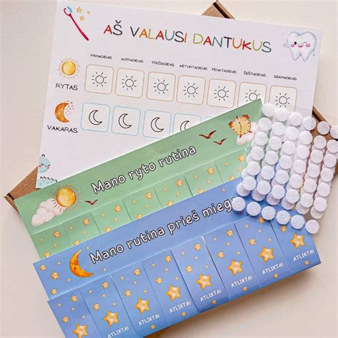 Vizualinė rytinės rutinos lenta vaikams