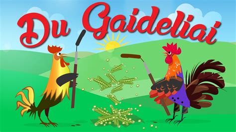 Animuota dainelės „Du gaideliai“ iliustracija