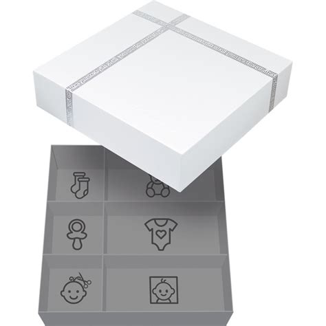 Dovanų dėžutė su kūdikio atributais ir echoskopo nuotrauka