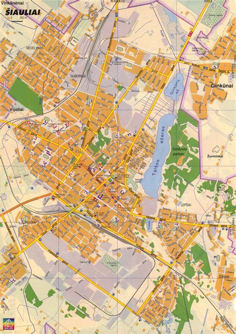 Šiaulių miesto žemėlapis su darželių išdėstymu