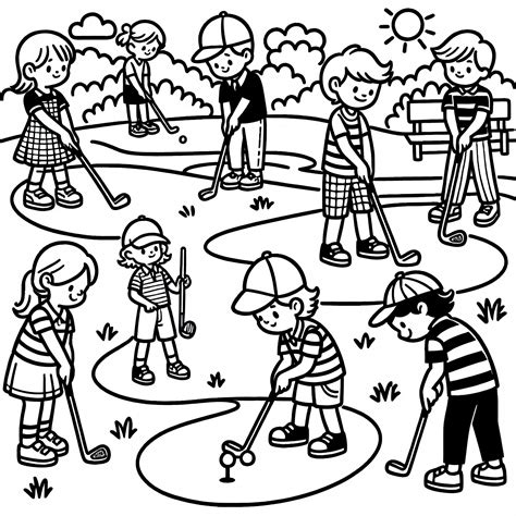 vaikai žaidžiantys golfą
