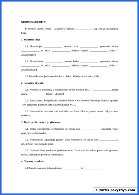 Nuomos sutarties pasirašymo schema