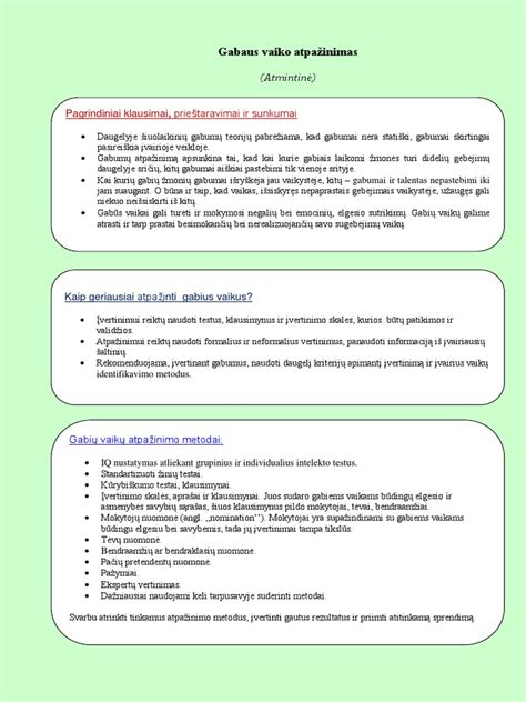Gabaus vaiko savybių schema