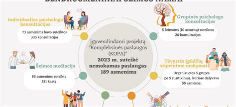Schema, iliustruojanti teikiamų kompleksinių paslaugų šeimai rūšis