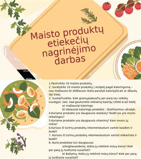 Maisto produktų etikečių skaitymo pavyzdys