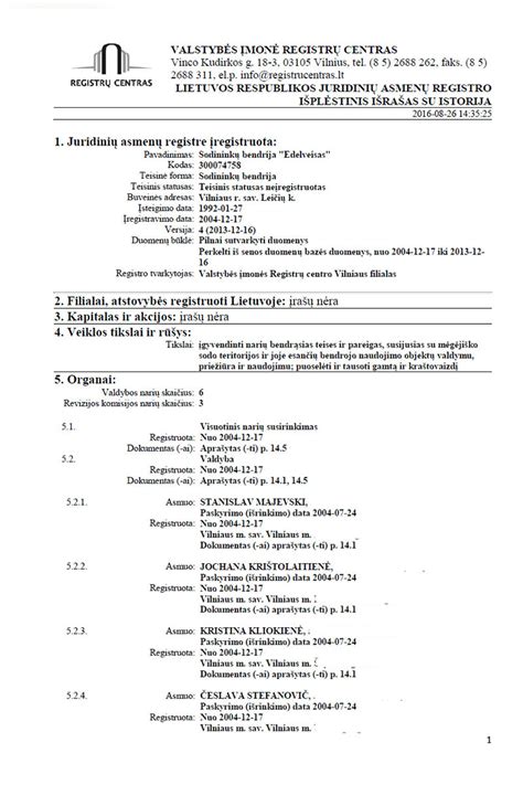 Juridinių asmenų registro išrašas