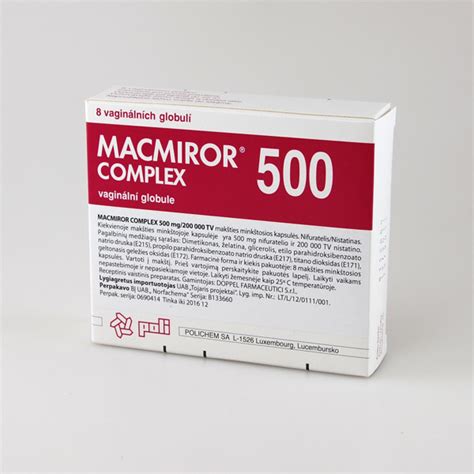 Macmiror Complex makšties žvakučių ar kremo pakuotė