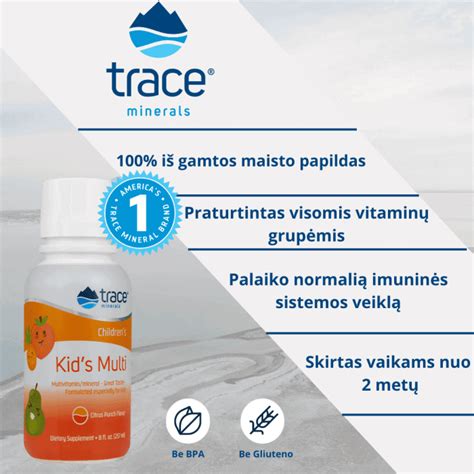 Multivitaminų ir mineralų diagrama vaikams