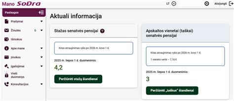 Sodros portalo ekrano nuotrauka su prašymų pateikimo instrukcija