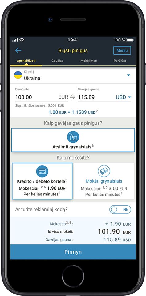 Western Union pinigų perlaidų procesas