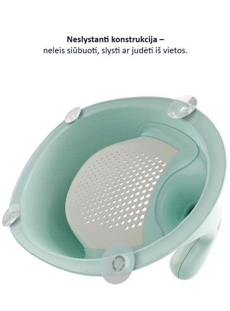 kūdikio maudynių vonelėje patogus laikymas