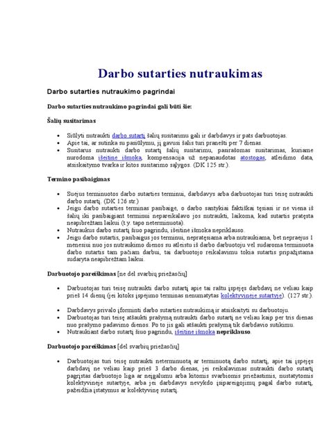 darbo sutarties nutraukimas šalių susitarimu