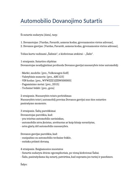 Notaro tvirtinama dovanojimo sutartis