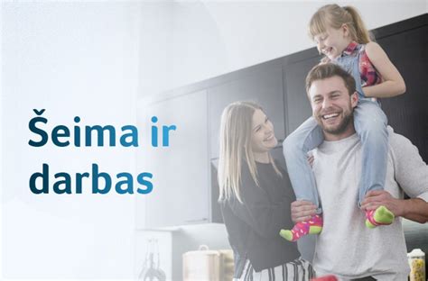 Džiugi šeima su vaikais, simbolizuojanti darbo ir šeimos pusiausvyrą