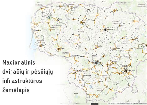 Žemėlapis su pažymėtu Raudondvariu ir dviračių takais