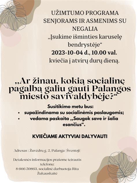 Globa senjorams ir asmenims su negalia