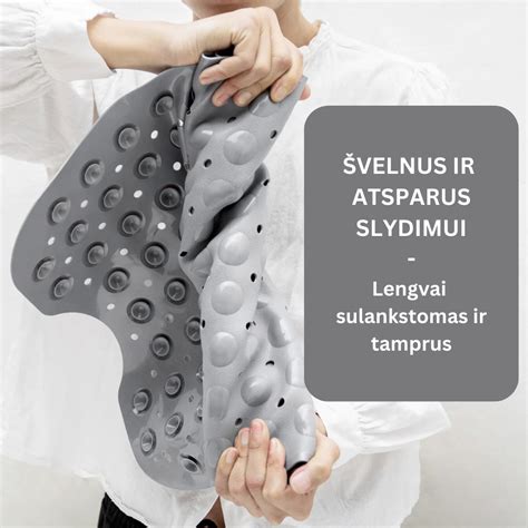 Schematinis vaizdas, kaip neslystantis kilimėlis veikia vonioje