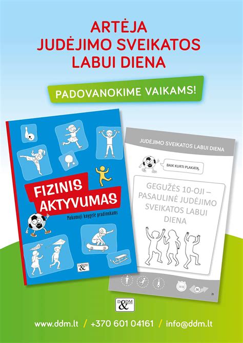 iliustracija, vaizduojanti sveiką mitybą ir aktyvų gyvenimo būdą vaikams