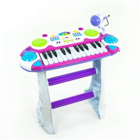 vaikiškas pianinas su kėdute ir mikrofonu