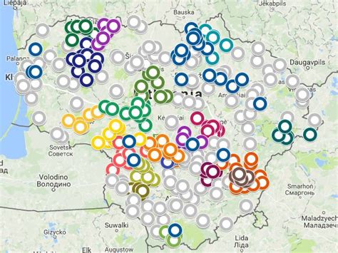 Žemėlapis, rodantis Globos centrų lokacijas savivaldybėse