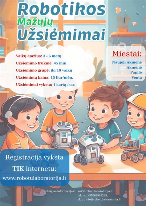 Vaikų robotikos užsiėmimas