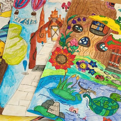 vaikų svajonės piešiniuose