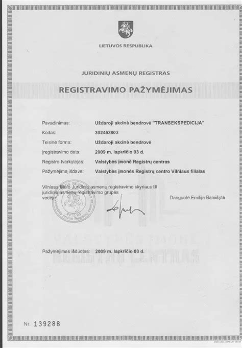 Registracijos dokumentai ir sertifikatai auklei