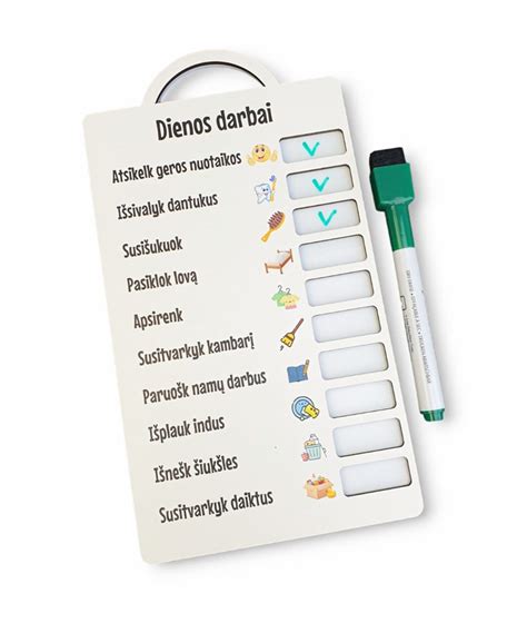 Dienos ritmo lentelė su paveikslėliais