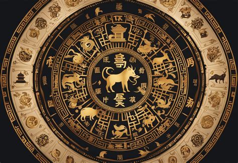 Kinų zodiako ratas su 12 gyvūnų simbolių