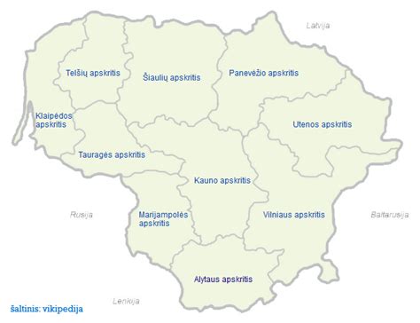 Žemėlapis su Kauno rajonais, kur pateikiami auklių darbo skelbimai