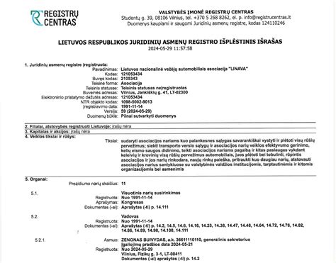 Registrų centro išrašo pavyzdys