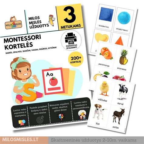 Montessori kortelės su skaičiais