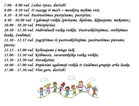Vaikų dienos ritmas darželyje