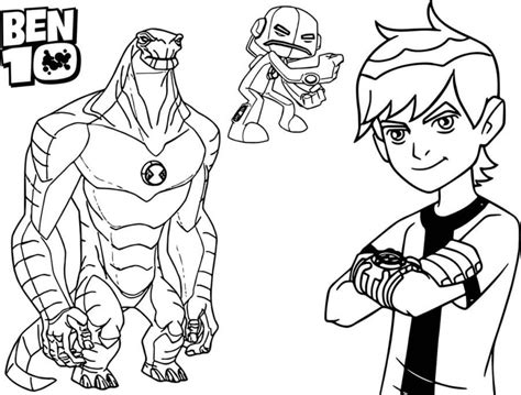 Ben 10 personažų spalvinimo puslapis