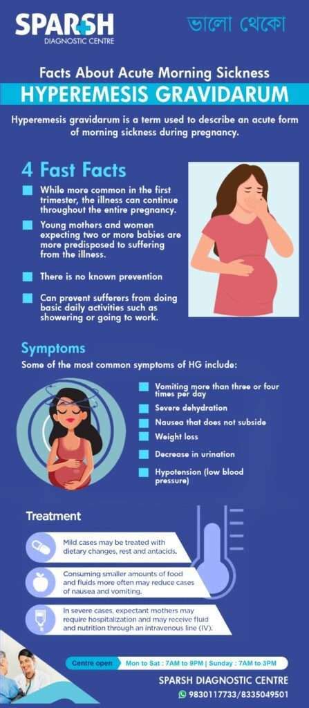 Infografika apie Hyperemesis Gravidarum simptomus ir gydymą
