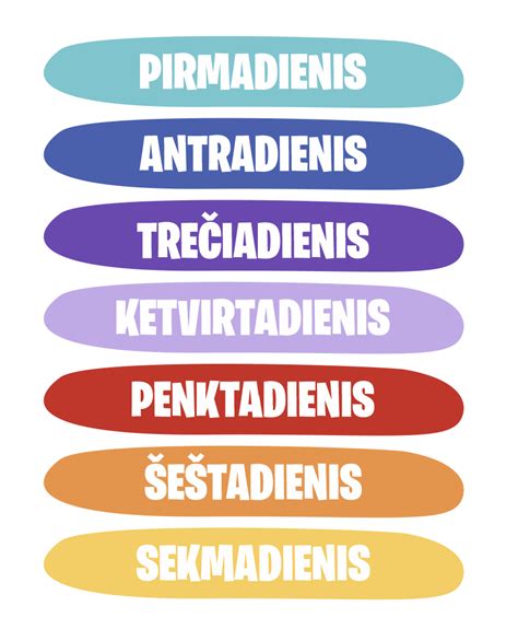 savaitės dienos ir jų įtaka