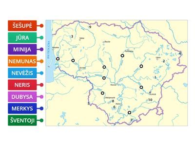 Žeimenos upės žemėlapis su pavaizduotomis sustojimo vietomis