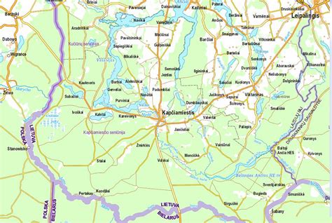 Žemėlapis su Gelvonų miestelio vieta