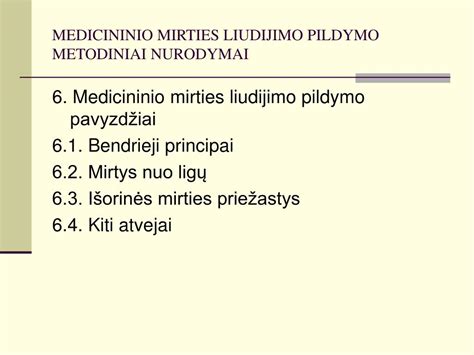 Mirties liudijimo išrašymo procesas (schematiškai)