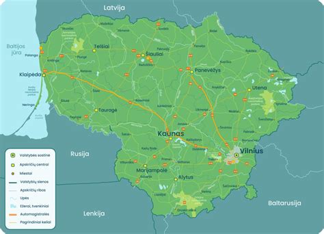 Lietuvos energetinio tinklo žemėlapis su Lopaičiais