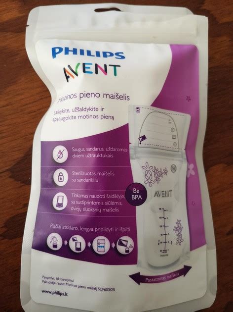 Philips AVENT pieno saugojimo maišelių savybės