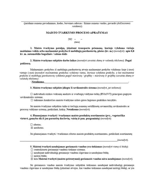 Maisto tvarkymo licencijos pavyzdys
