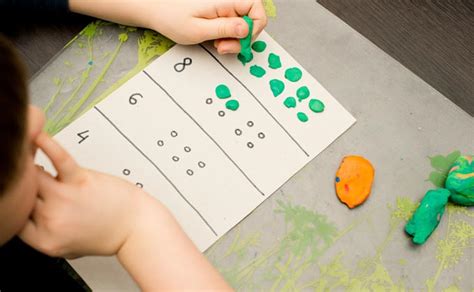 Schema, iliustruojanti smulkiosios motorikos lavinimą per žaidimą su „Play-Doh“